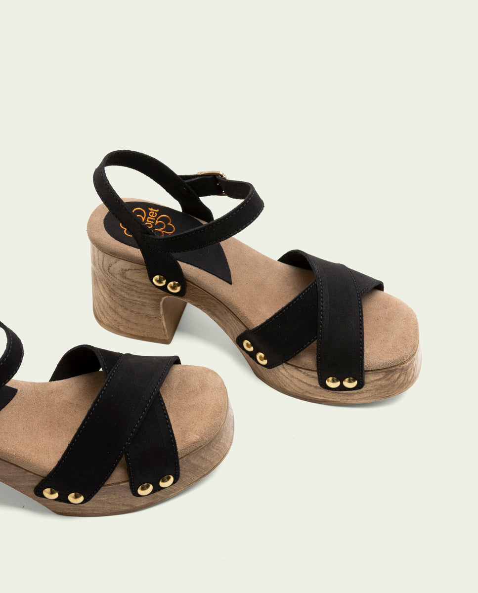 SANDALES À TALONS EN CUIR VANESA NOIR