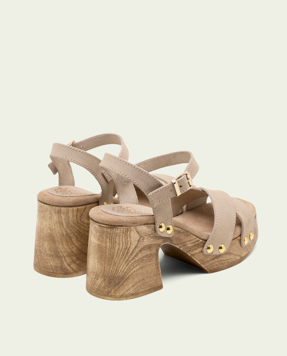 SANDALES À TALONS EN CUIR VANESA SABLE