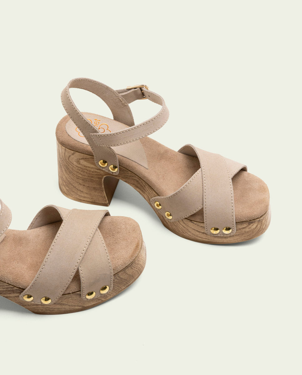 SANDALES À TALONS EN CUIR VANESA SABLE