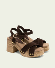 SANDALES À TALONS EN CUIR VANESA COULEUR MOKA